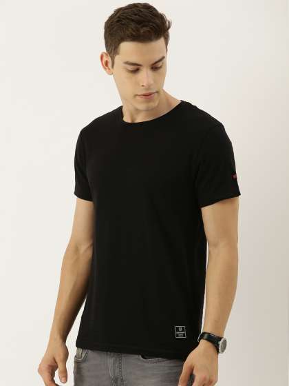 Being Human Clothing Men Black SelfStriped Round N