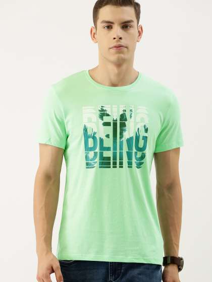 Being Human Clothing Men Green Printed Round Neck