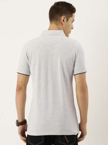 Being Human Men Clothing Grey Melange Solid Polo C