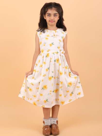 CALYX CLOTHING Floral Print Applique Fit  Flare Dr