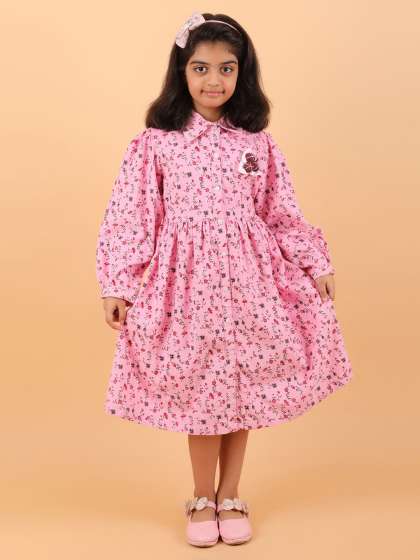 CALYX CLOTHING Girls Floral Printed Cuffed Sleeve