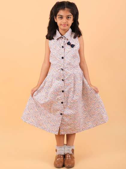 CALYX CLOTHING Girls Floral Printed Shirt Collar B