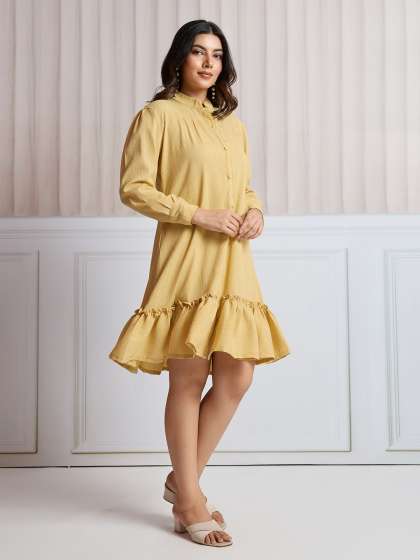 CLOTHING CLOSET Women Mandarin Collar DropWaist Dr