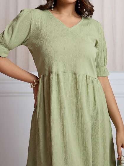 CLOTHING CLOSET Women Puff Sleeve Fit  Flare Mini