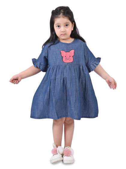 Cloth Bites Girls Animal Embroidered Denim ALine D