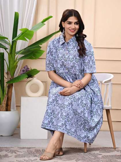 Cloth Bites Women Shirt Collar Ethnic Motifs Print