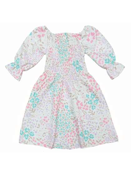 Clothe Funn Floral Print Puff Sleeve Crepe Fit  Fl