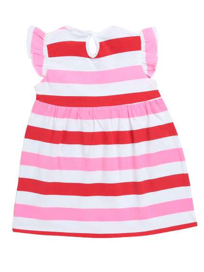 Clothe Funn Girls Striped Flutter Sleeves Cotton A