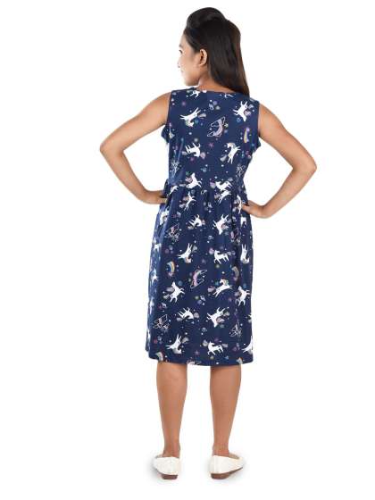 Clothe Funn Navy Blue Floral Print ALine Dress