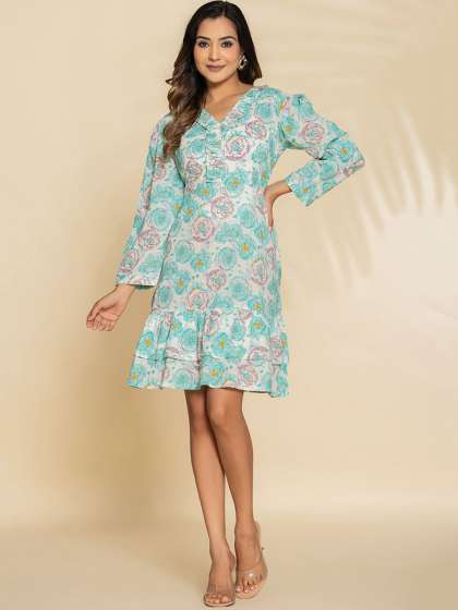 Eco Clothing Floral Print Flared Sleeve Fit  Flare