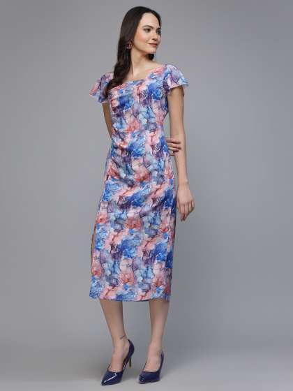 Fabway Clothing Women Floral Printed Crepe Bodycon