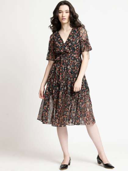 June 9 Clothing Paisley Printed Fit  Flare Dress