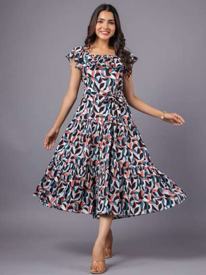 June 9 Clothing Women Printed Ruffle Tiered Fit  F