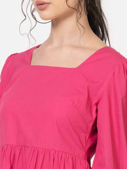 June 9 Clothing Women Square Neck Cotton Tiered Fi