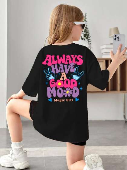 KEESOR Girls Black Tshirts