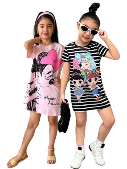 KEESOR Multi Cotton Tshirt Dresses