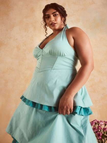 Lea Clothing Co Halter Neck Sleeveless Ruffled Max