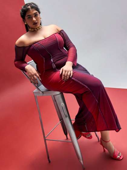 Lea Clothing Co OffShoulder Net Bodycon Dress