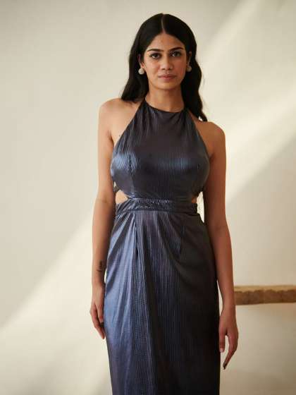 Lea Clothing Co Women Halter Neck Maxi Dress