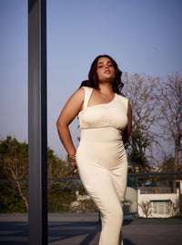 Lea Clothing CoWomen Asymmetric Neck Sheath Midi D