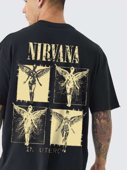PRONK Men Nirvana Printed Oversized Tshirt
