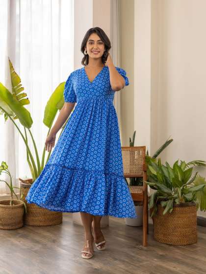 Polago Clothing Floral Printed Puff Sleeves Matern