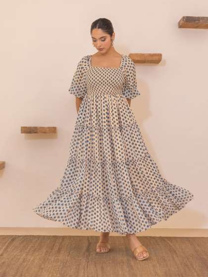 Polago Clothing Polka Dot Printed Georgette ALine