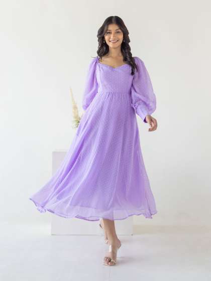 Polago Clothing Self Design Midi ALine Dress