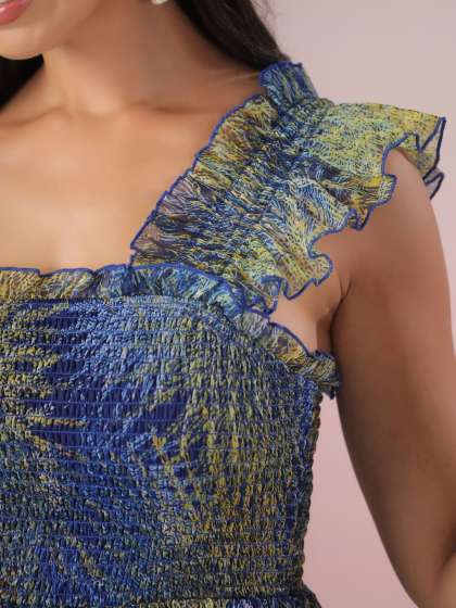 Polago Clothing Women Floral Printed Square Neck F