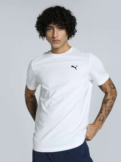 Puma Men Small Logo Solid Pure Cotton Short Sleeve