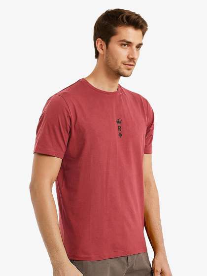 RARE RABBIT Men Solid Round Neck Cotton TShirt
