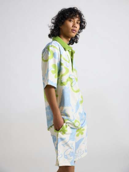 THE CLOTHING FACTORY Men Printed Polo Collar Tshir