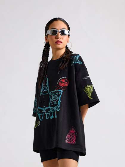 THE CLOTHING FACTORY Typography Spongebob Printed