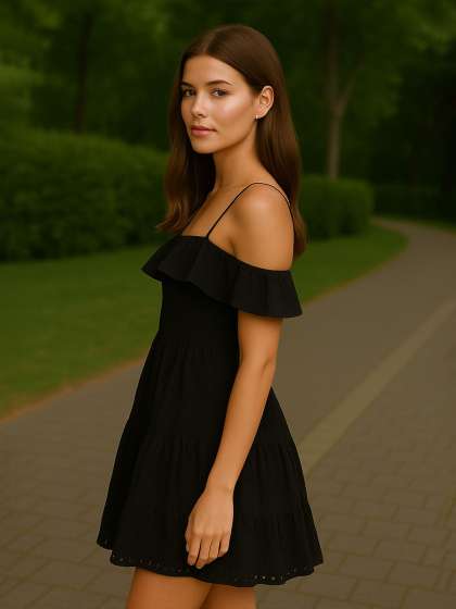 TRENBEE OffShoulder Lace Fit Flare Dress