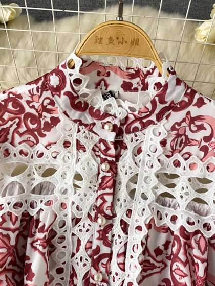 TRENBEE Women Floral Print TieUp Neck Fit Flare D