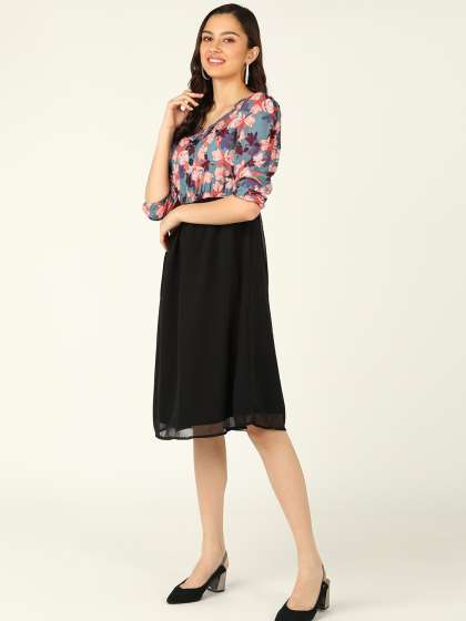 ZNX Clothing Floral Printed Sweetheart Neck Dress